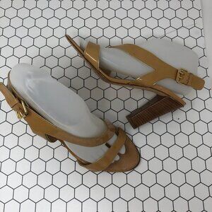 giuseppe zanotti tan nude buckle heels leather 39